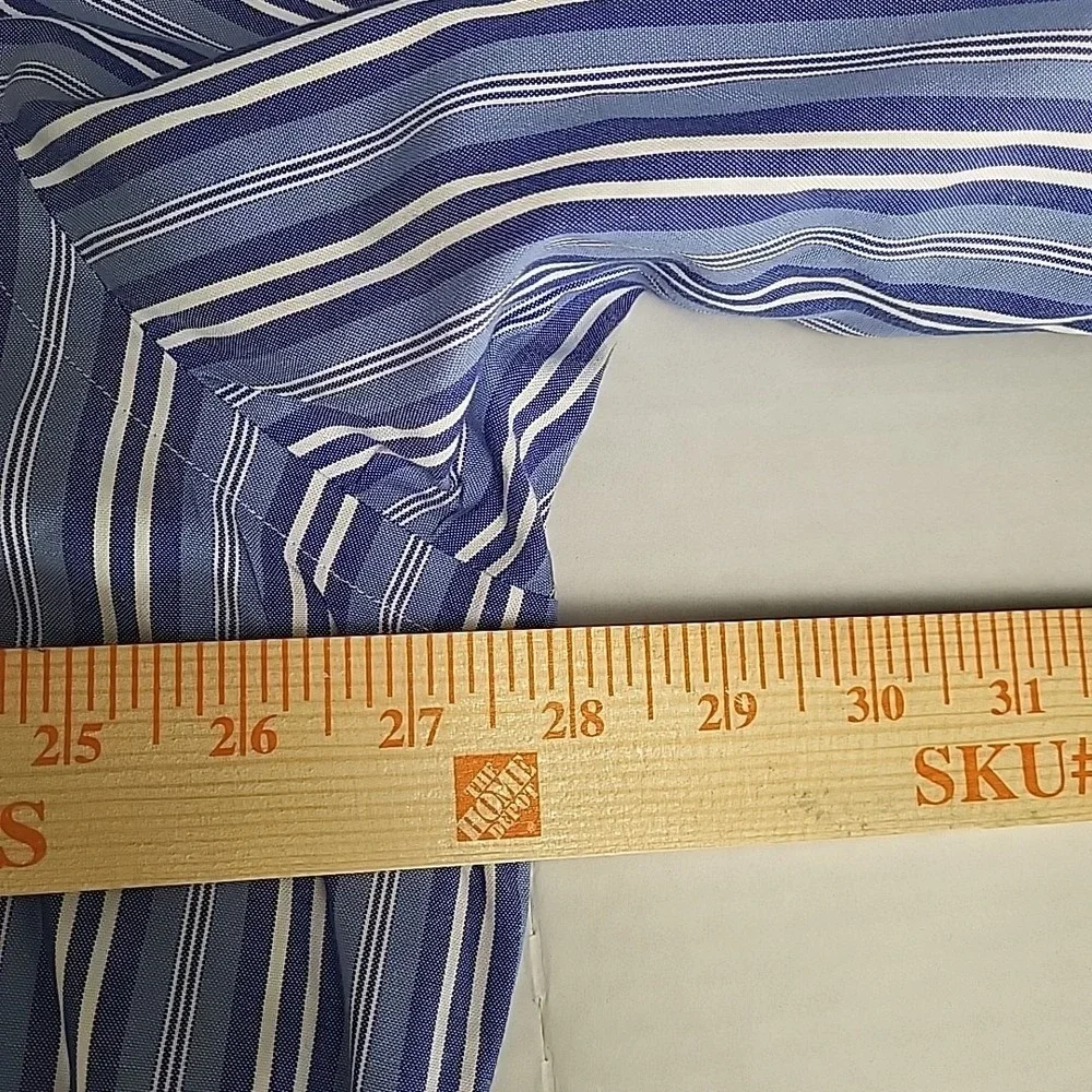 Polo Ralph Lauren Yarmouth Mens 17 1/2  34 Button Down Blue Stripes‎ Flesh Pony